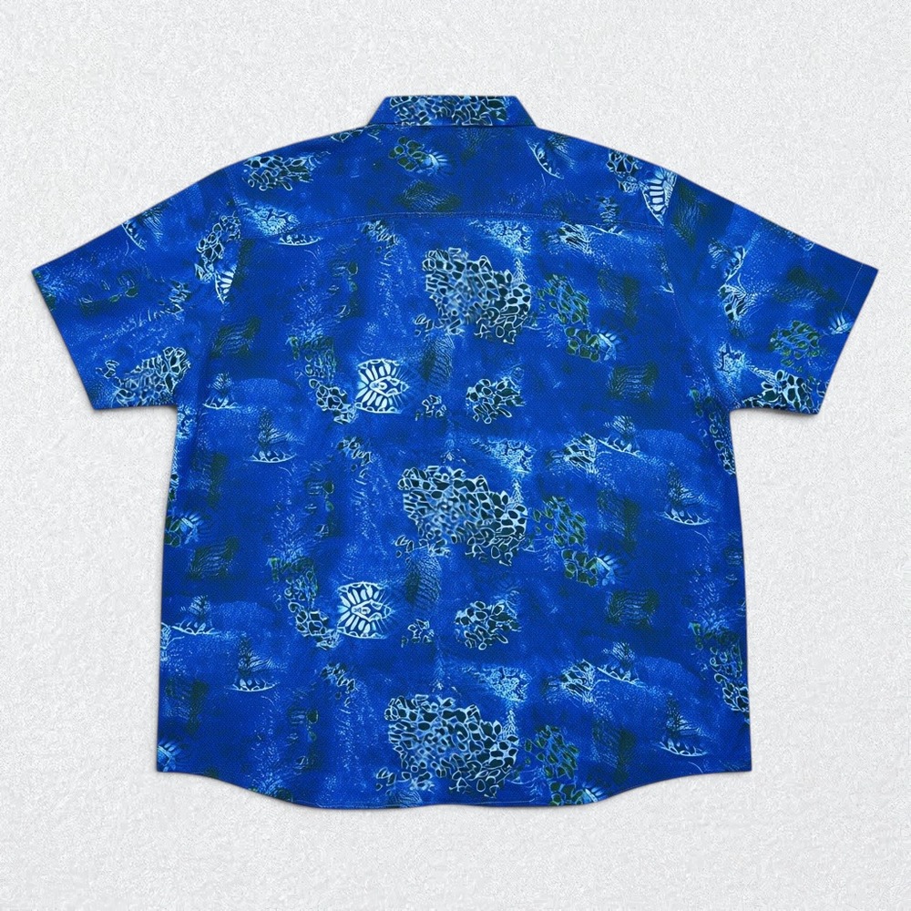Carbon 2 Cobalt Button Up Shirt Mens XXL Blue Abstract Floral Linen Viscose - Picture 6 of 9